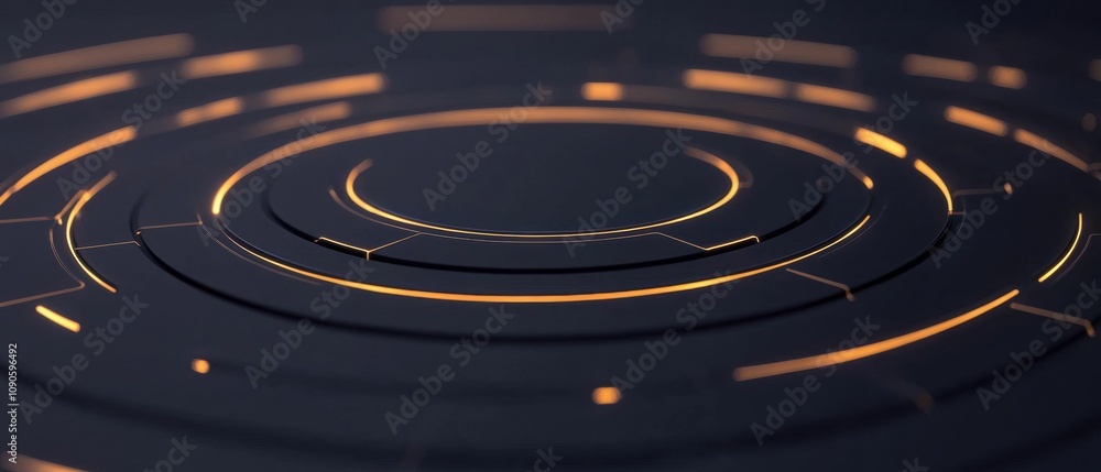Fototapeta premium A black circle with a yellow outline