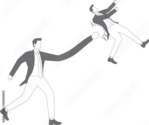 Big fist knocks down a businessman