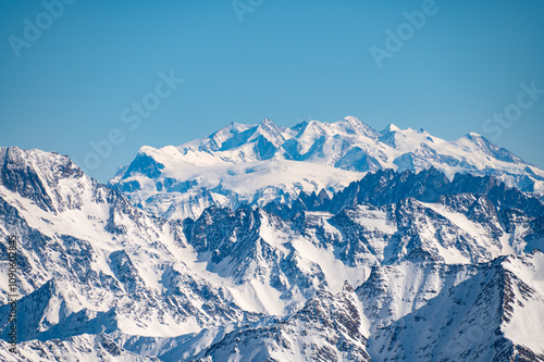 view of the mont blanc massif from punta helbronner, aosta valley, italy