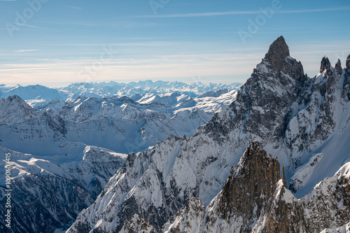 view of the mont blanc massif from punta helbronner, aosta valley, italy