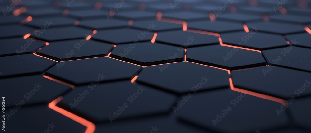 Fototapeta premium A close up of a black and orange hexagonal pattern