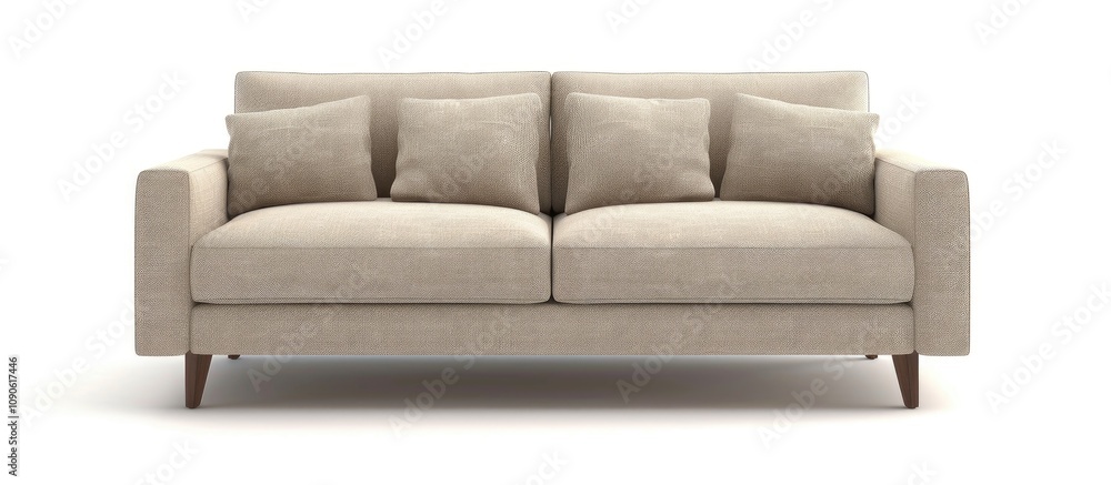 Fototapeta premium Beige Sofa on White Background