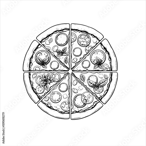 Hand-Drawn Pizza Illustration - Vector, PNG, EPS