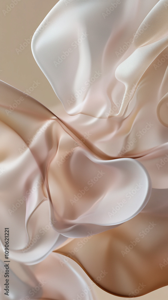Fototapeta premium Abstract draped fabric with soft light and pastel tones