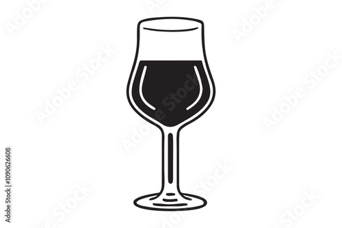 Wine Glass Illustration - Icon on Light Brown Background.