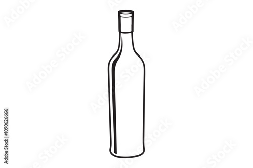 Wine Bottle and Glass Icon - Vector Illustration.