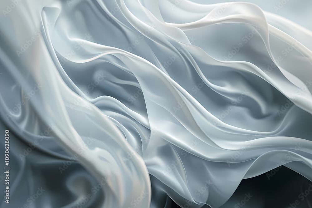 Fototapeta premium A flowing wave of sheer gray fabric creating an elegant and soft texture, embodying serenity and grace.