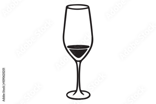 Wine Glass Icon with Wine - Vector Illustration on Light Brown Background.