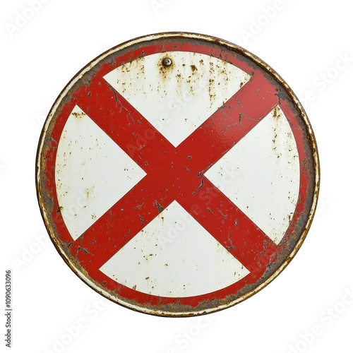 Classic Prohibited Sign Icon with Red X Over White Circle