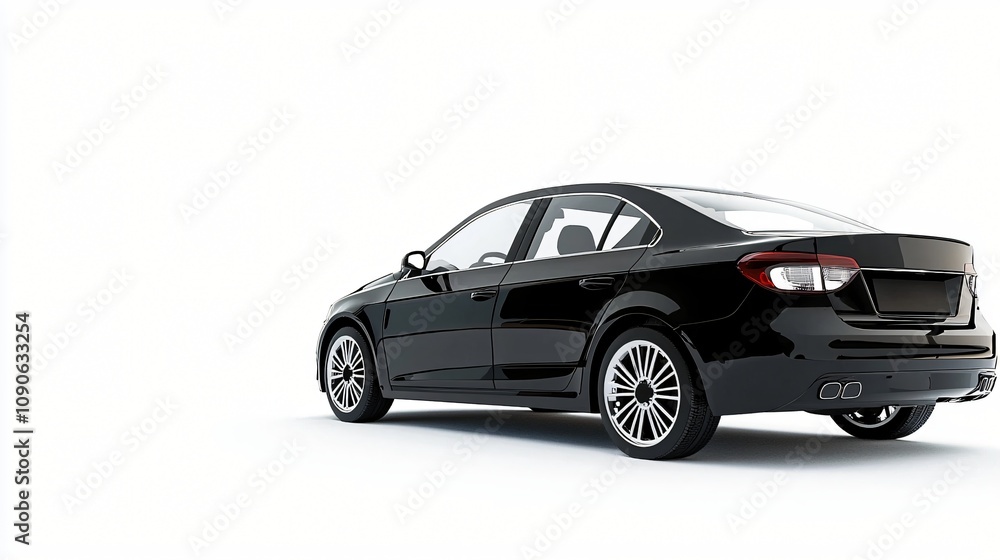 Obraz premium Black Sedan Car Rear View Studio Shot Luxury Vehicle