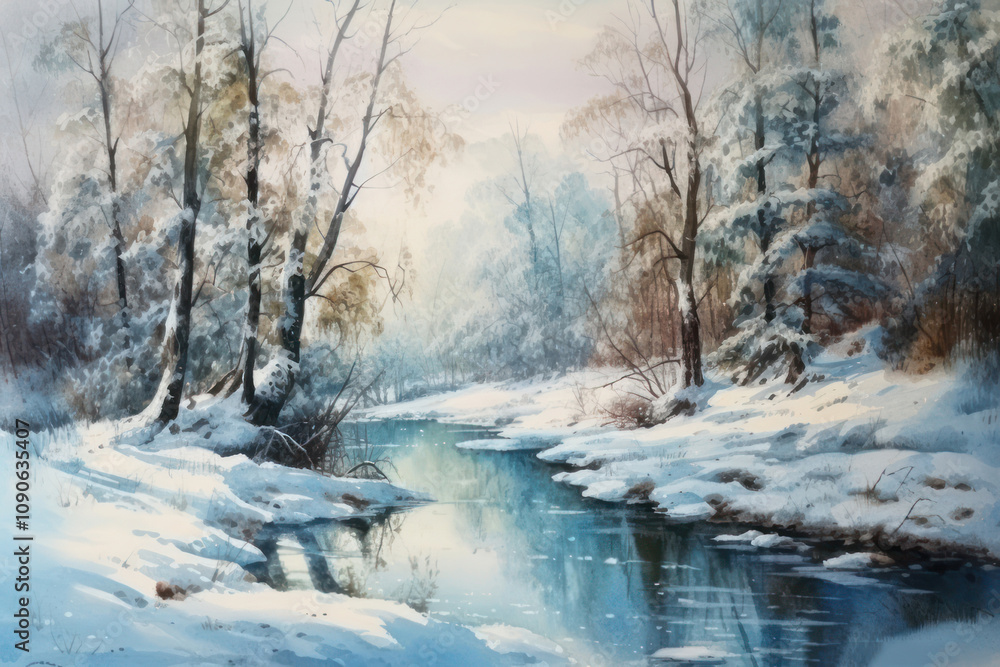 Obraz premium picturesque winter landscape. 