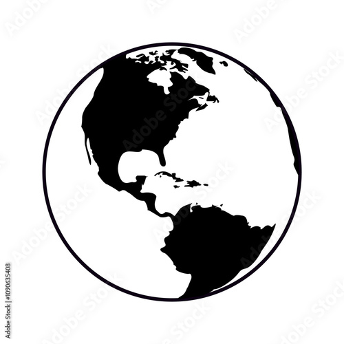 Globe planet vector icon. Earth continents silhouette.