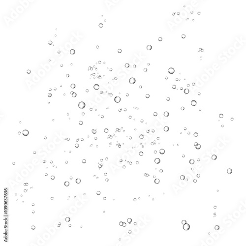 Oxygen air bubbles  flow  in water on white  background.