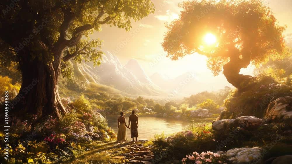The creation of adam and eve god s provision in the garden of eden in ...