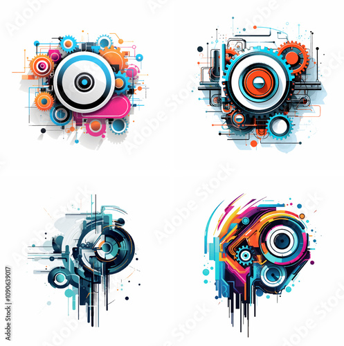 machines abstract technology gears mechanical robotics futuristic automation industrial digital ma