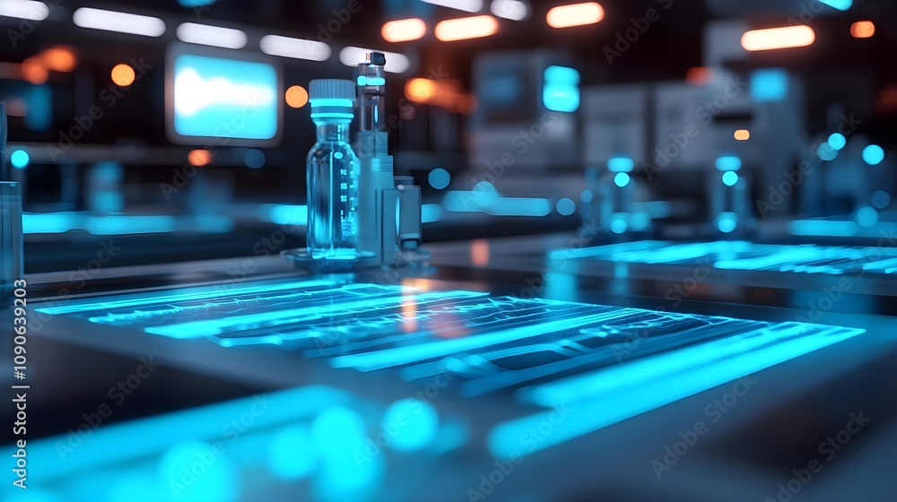 Fototapeta premium Futuristic Lab, Science Research, Technology
