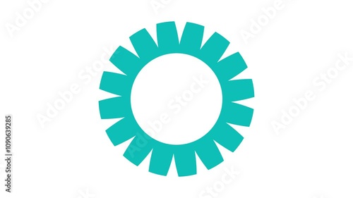 animated a spinning gear on white background