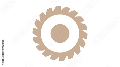 animated a spinning gear on white background