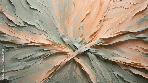 Intricate Paper Art Design Showcasing Flowing Colors and Textures in Abstract Formation
