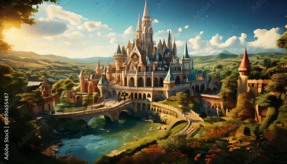 Fototapeta premium medieval fantasy world city 