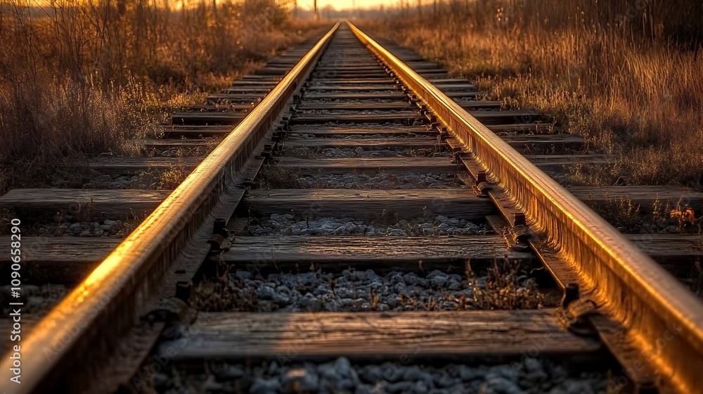 Fototapeta premium Tracks of Time, Sunset Over Rails