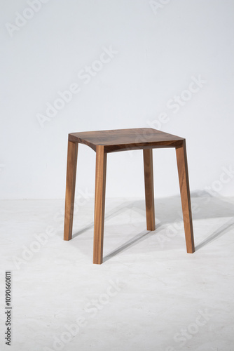 wooden stool on white background (Acacia Wood)