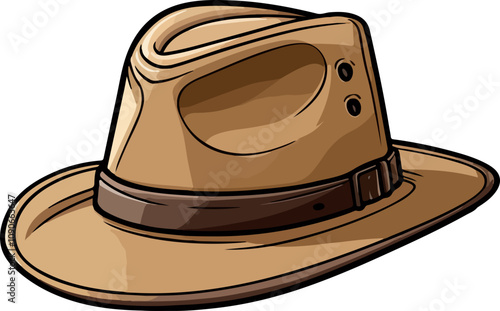 Illustration of a Brown Fedora Hat