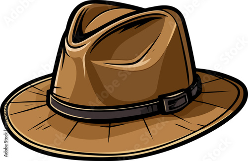Illustration of a Brown Fedora Hat
