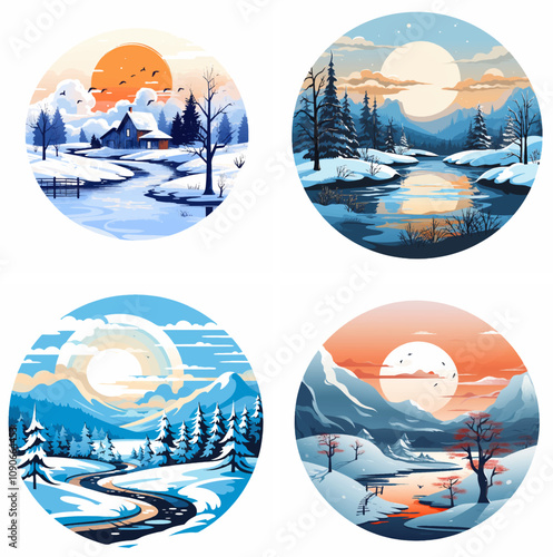 winter landscapes snowy landscape winter scenery snow-covered trees frozen lake winter wonderland