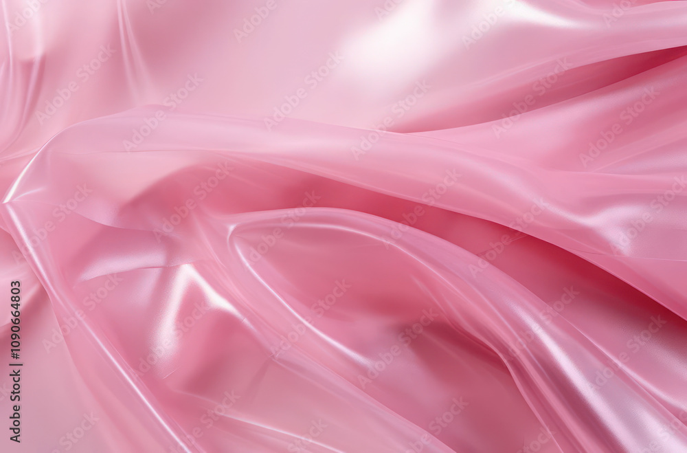 Fototapeta premium Soft and Shiny Pink Satin Fabric Draped Elegantly, Perfect for Backgrounds, Textiles, Fashion, and Home Decor Projects with a Luxurious Feel