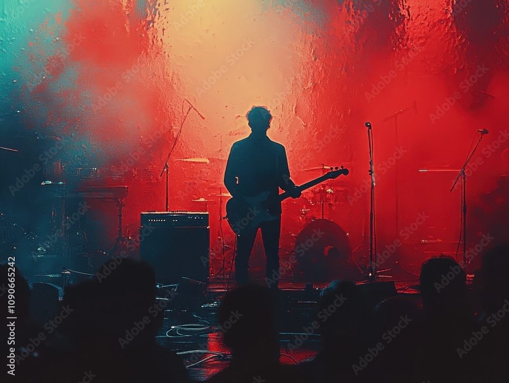 Obraz premium Reliving the energy of a classic rock concert outdoor venue nostalgic image electric atmosphere audience perspective evoking memories