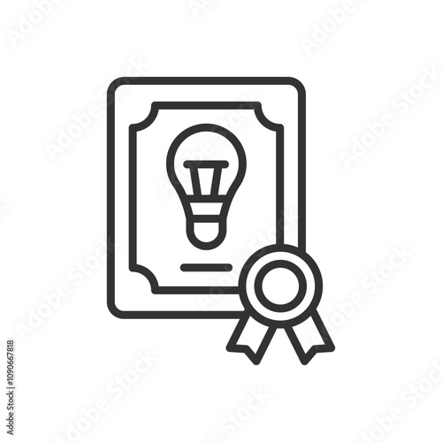 Creative courses certificate, icon in line design. Creative, courses, certificate, design, education, achievement, diploma on white background vector. Creative courses certificate editable stroke icon