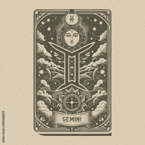 vintage gemini ouija playing card tattoo