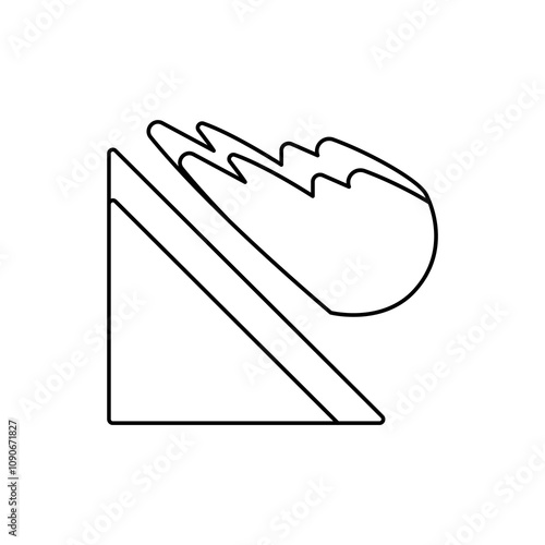slope icon with a snowdrift on a white background, vector illustration