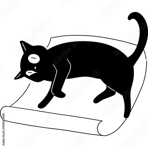 Cat Playing on Wrapping Paper