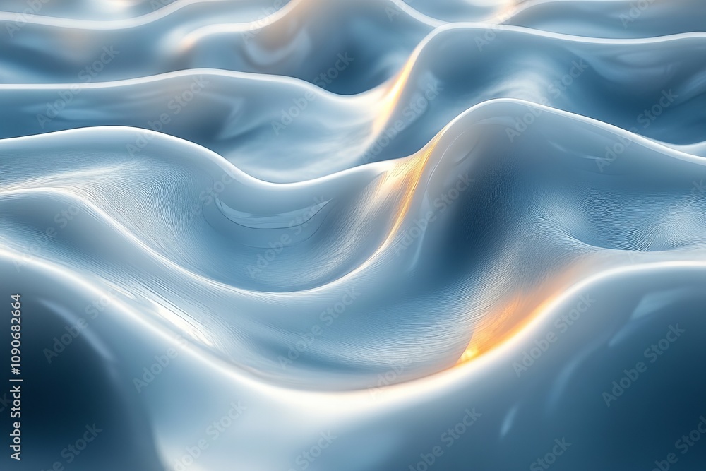 Fototapeta premium Smooth abstract waves with golden highlights - modern artistic texture