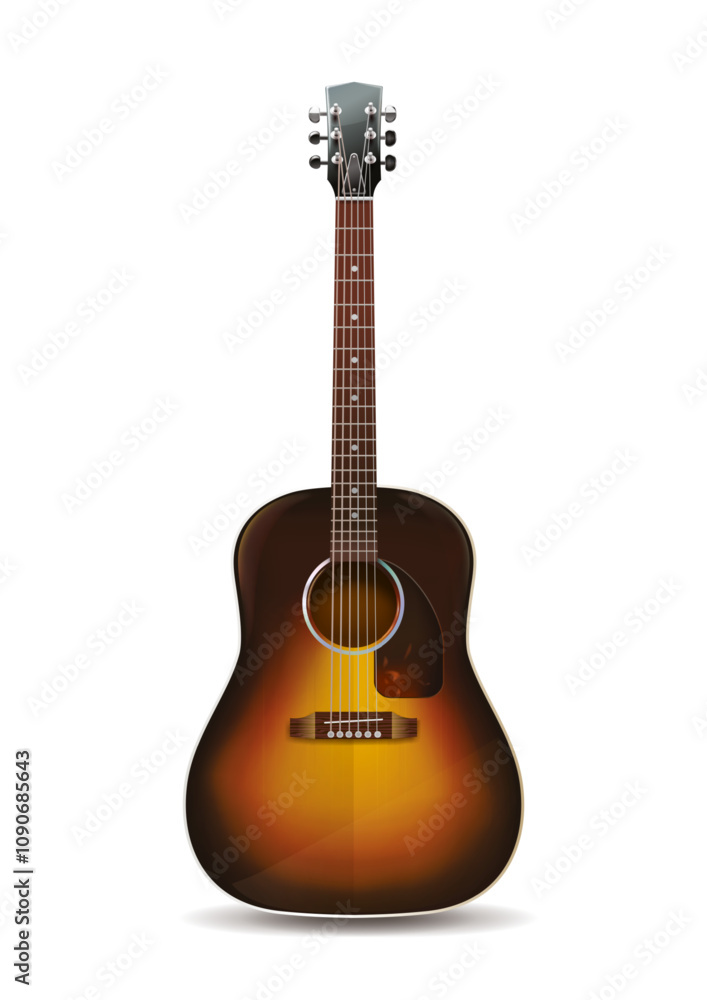 Obraz premium Isolated photorealistic vector illustration of acoustic guitar