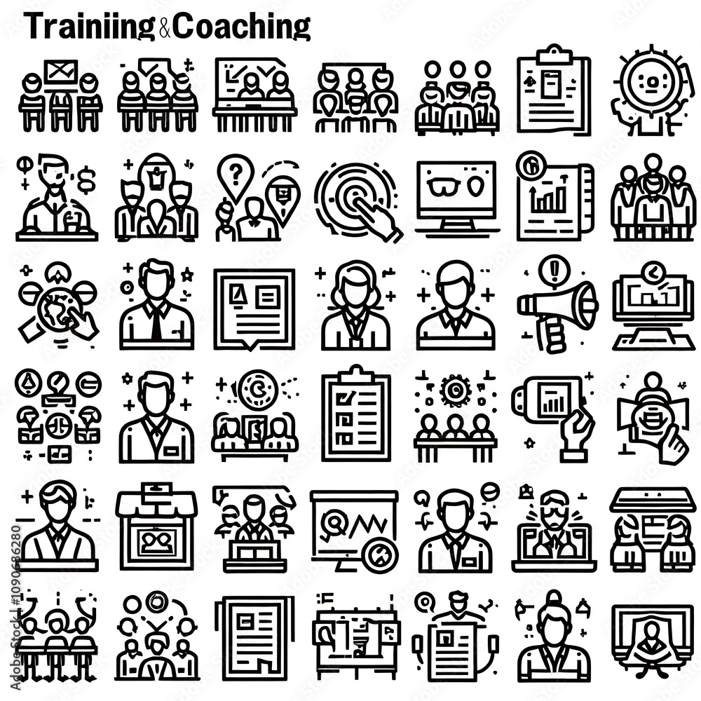 Comprehensive Training and Coaching Icon Set for Business Development. generator AI Comprehensive Training and Coaching Icon Set for Business Development. generator AI