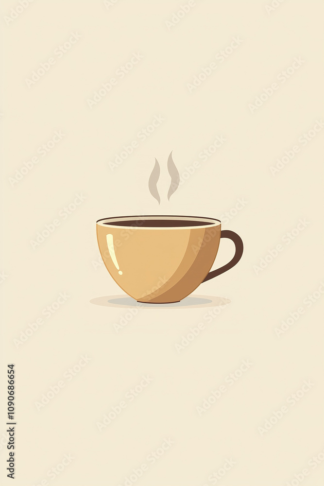 Obraz premium Steaming cup of coffee on a solid background