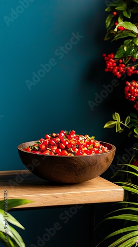 Georgian churchkhela candy, scenic Caucasus Mountains and traditional village houses photo