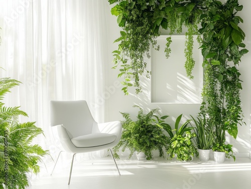 White Chair And Lush Green ...