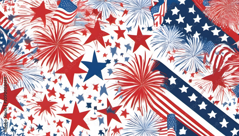 Obraz premium Patriotic Fourth of July Stars and Stripes