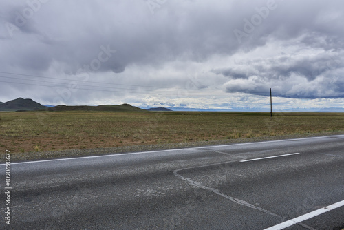 Road in the steppe. Altai, Siberia, Russia. photo