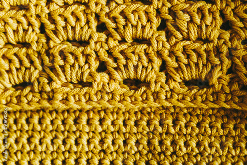 Obraz na płótnie Close-up sur motif de mailles tricotées au crochet - Artisanat crochet avec laine coton jaune w salonie