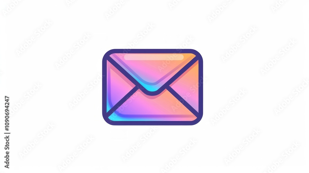 Fototapeta premium Icon of an envelope, representing email on white background.