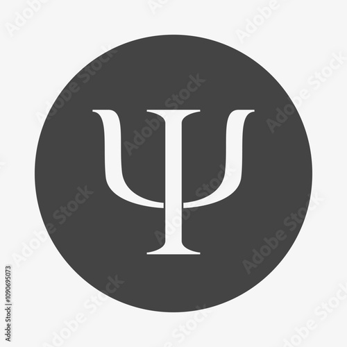 Psi greek letter in circle. Mental, Soul health. Psychology or psychiatry concept. Vector illustration