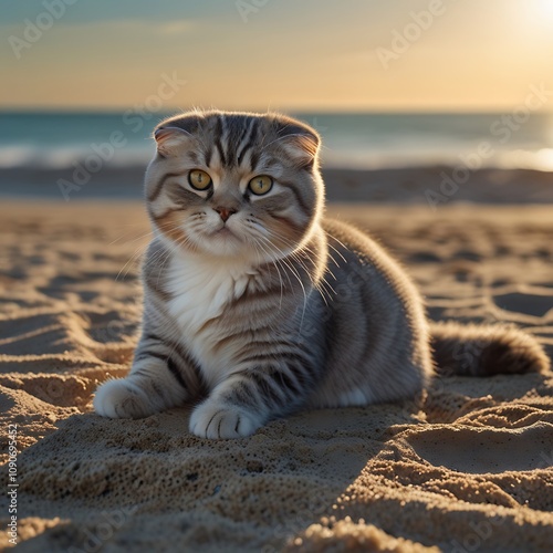cat on the sand