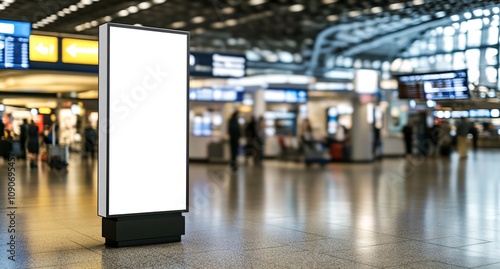 Wallpaper Mural Blank vertical advertising billboard in a bustling airport terminal. Generative ai Torontodigital.ca