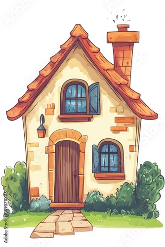 Wallpaper Mural 2D cartoon illustration of house design on a white background Torontodigital.ca