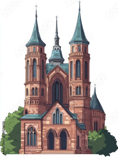 Wallpaper Mural Famous Buildings Cartoon Illustration in Editable 2D Style Torontodigital.ca